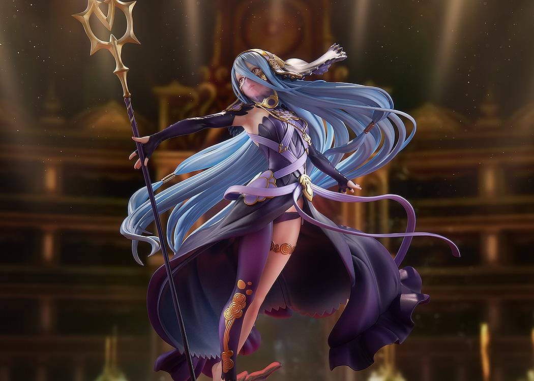 Fire Emblem Azura Dark Songstress 1/7 scale figure with flowing blue hair and ornate staff on water base