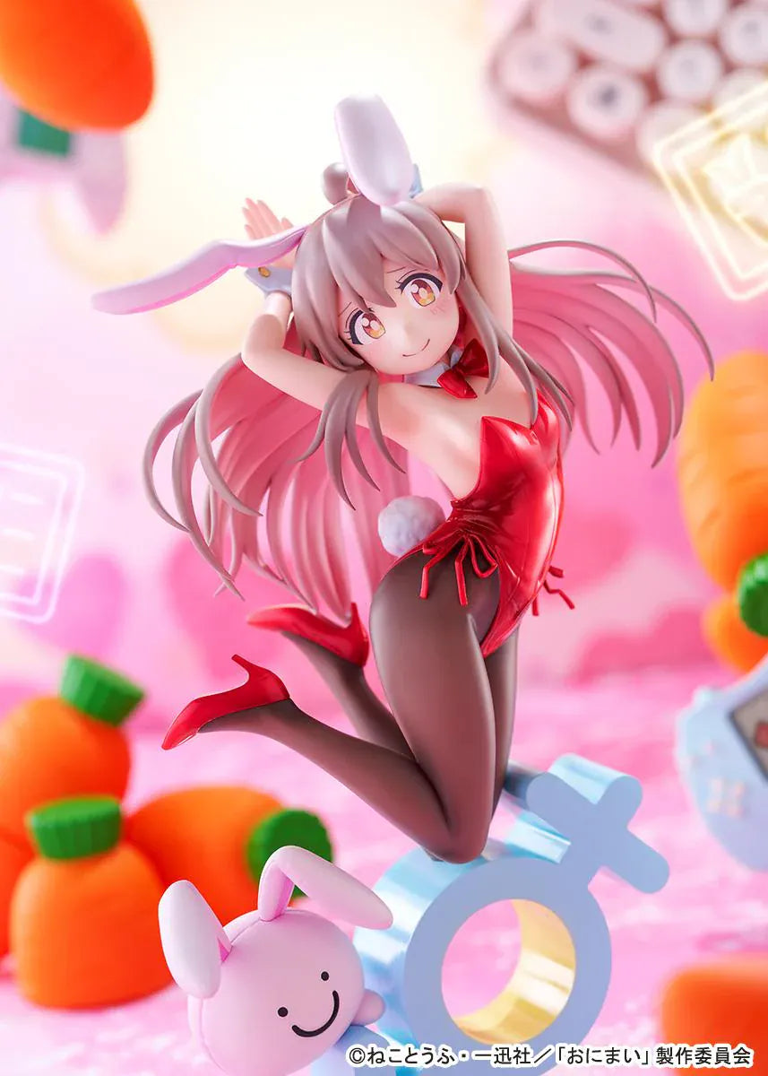 ONIMAI I'm Now Your Sister Mahiro Oyama Bunny Girl Style 1/7 Scale Figure featuring Mahiro in a red bunny outfit with bunny ears, flowing hair, tights, and themed display base.