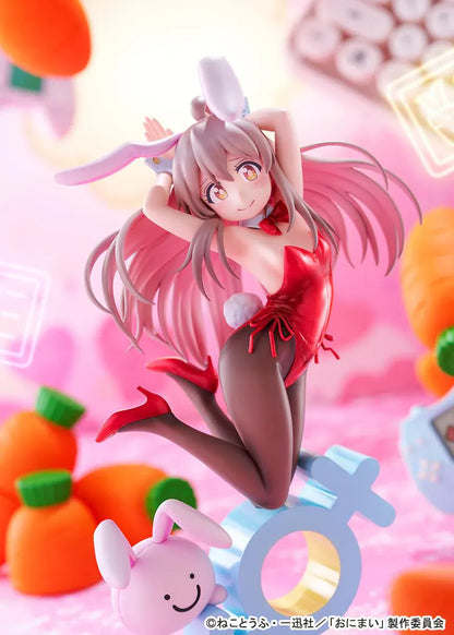 ONIMAI I'm Now Your Sister Mahiro Oyama Bunny Girl Style 1/7 Scale Figure featuring Mahiro in a red bunny outfit with bunny ears, flowing hair, tights, and themed display base.