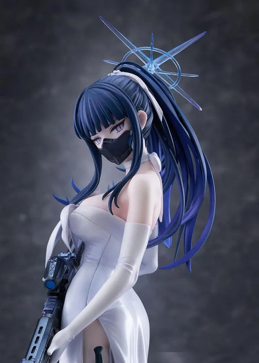 Blue Archive Saori Dress 1/7 scale figure featuring Saori in a flowing white evening gown holding her signature rifle
