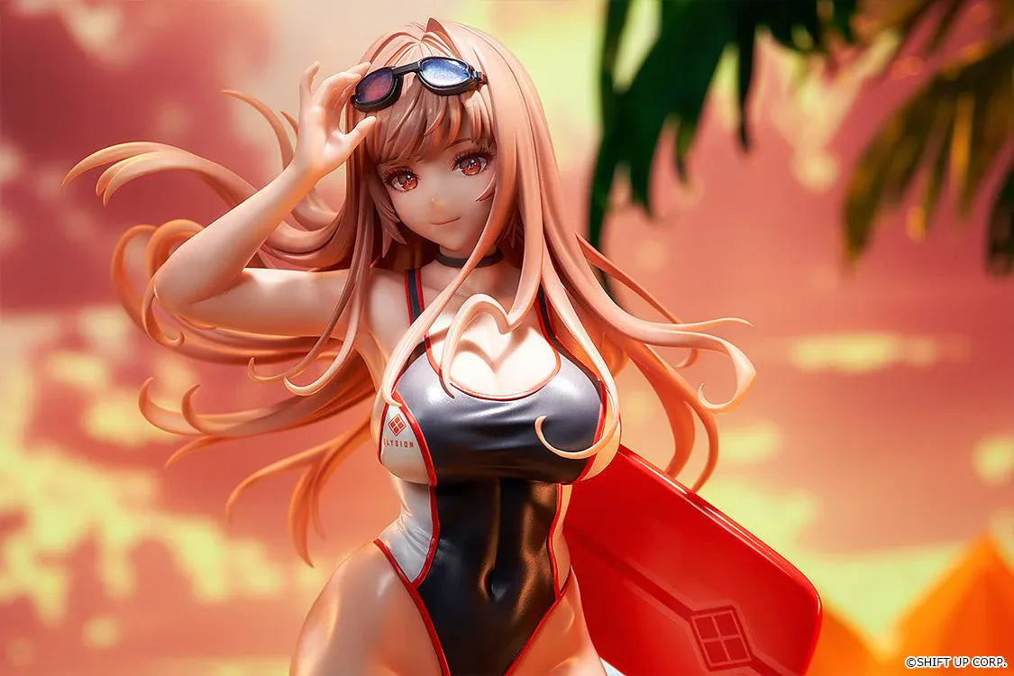 GODDESS OF VICTORY NIKKE Rapi Classic Vacation 1/7 Scale Figure Rerelease in black-and-white swimsuit with sunglasses, float accessory, and beach base