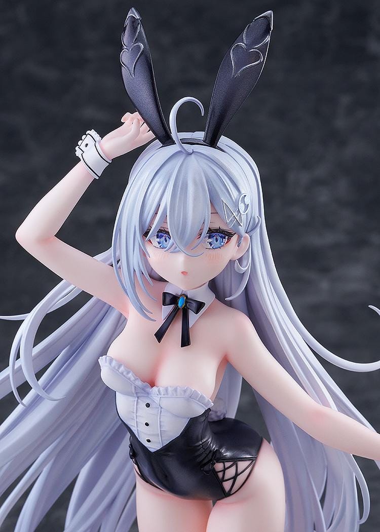 Playing Death Games to Put Food on the Table Yuki 1/7 scale figure with long silver hair and bunny-style outfit on display base