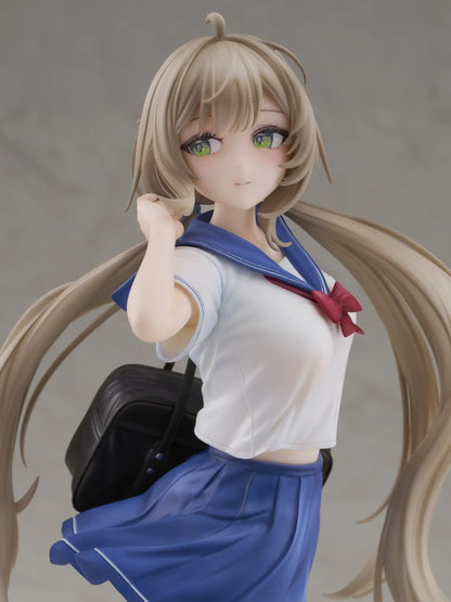 Sakura Momoko Uniform Ver. 1/6 scale figure with long light brown hair, green eyes, a blue-and-white sailor uniform, and a black school bag.