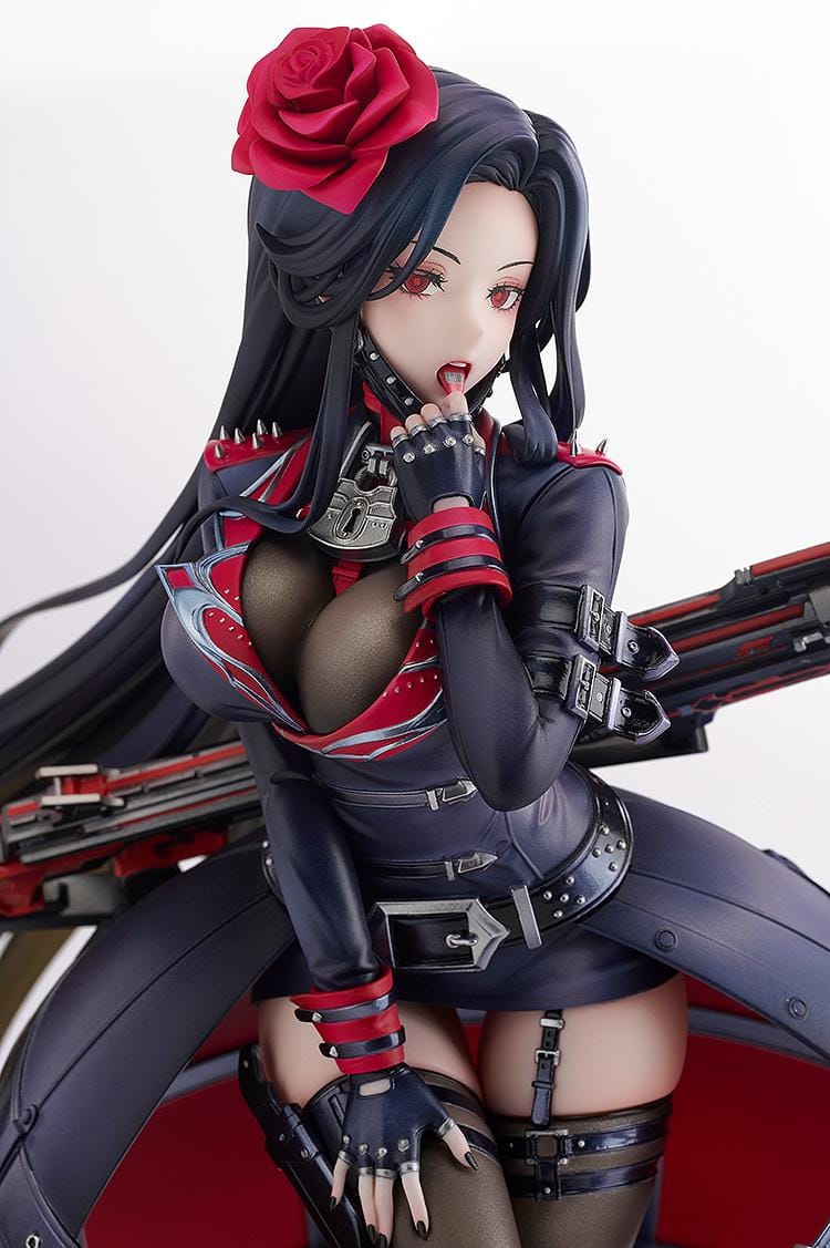 Goddess of Victory: NIKKE Maiden 1/7 Scale Figure in black and red outfit with rose accessory and weapon wings