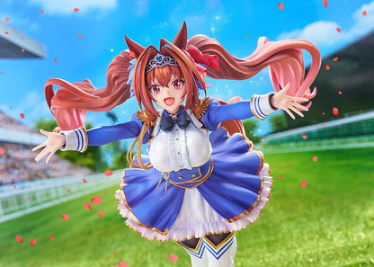 Umamusume Pretty Derby Your Scarlet Tailwind Daiwa Scarlet 1/7 Scale Figure with red twin-tails, horse ears, blue-and-white outfit, and dynamic pose