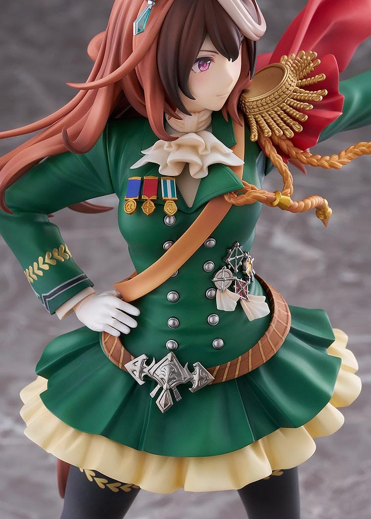 Uma Musume Pretty Derby Symboli Rudolf Signature Racewear Ver 1/7 scale figure wearing green uniform with red cape.