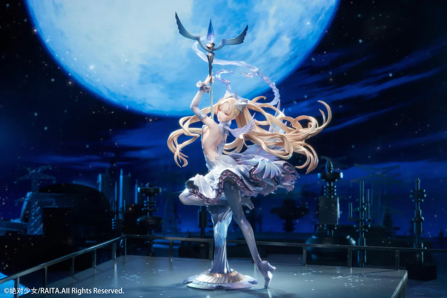 Zettai Junpaku Mahou Shoujo Kotone Sasaki 1/7 scale figure holding staff with flowing hair and magical effects