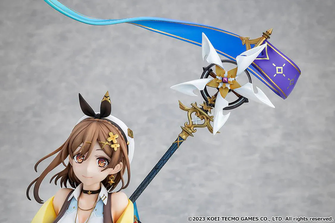 Atelier Ryza 3 Alchemist of the End and the Secret Key Ryza Reisalin Stout 1/7 Scale Figure featuring Ryza seated on a rock base with her alchemy staff and detailed adventurer outfit.