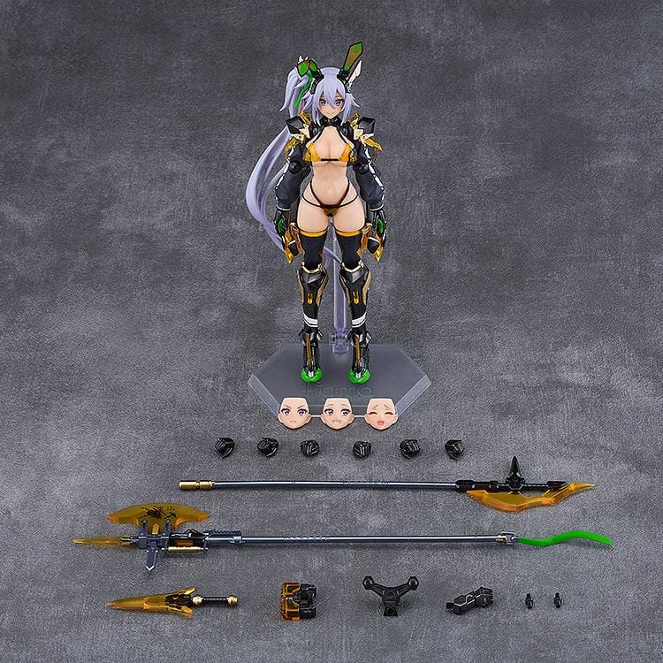 BUNNY SUIT PLANNING figma Silva Barrelline Figure featuring Silva with lavender hair, black-and-gold armored bunny suit, mechanical armor details, and large weapon accessory.