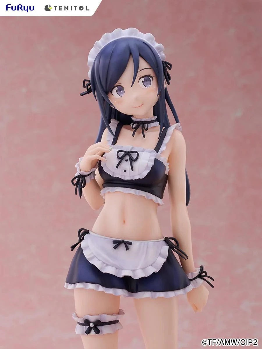 Oreimo Tenitol Tall Ayase Aragaki Swimsuit Maid Ver. Figure featuring Ayase in a navy and white maid swimsuit holding a relaxed pose surrounded by desserts