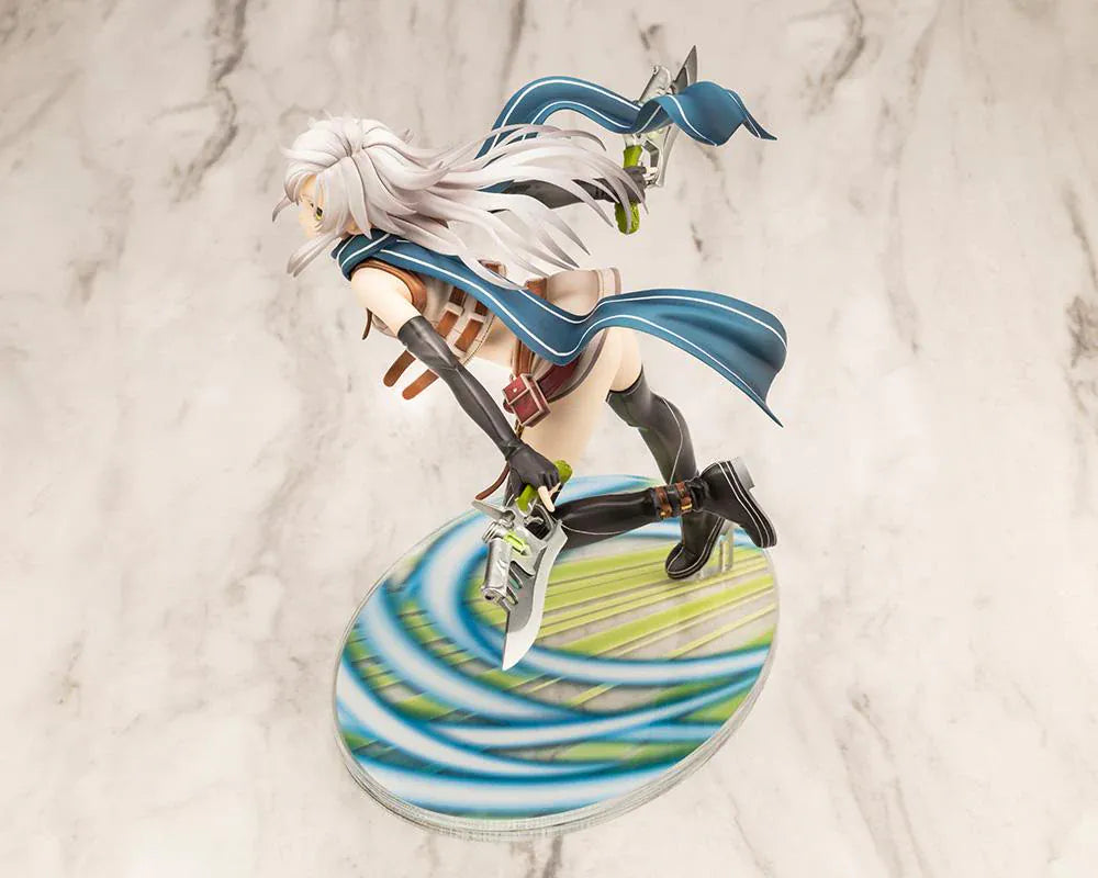 The Legend of Heroes Fie Claussell 1/8 Scale Figure Rerelease with white hair, flowing scarf, dual blade weapons, and dynamic action pose