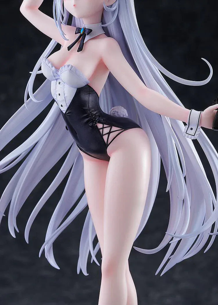 Playing Death Games to Put Food on the Table Yuki 1/7 scale figure with long silver hair and bunny-style outfit on display base