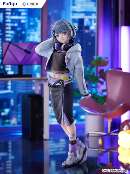 Nijisanji F:NEX Koshimizu Toru 1/7 scale figure wearing headphones and purple accented streetwear