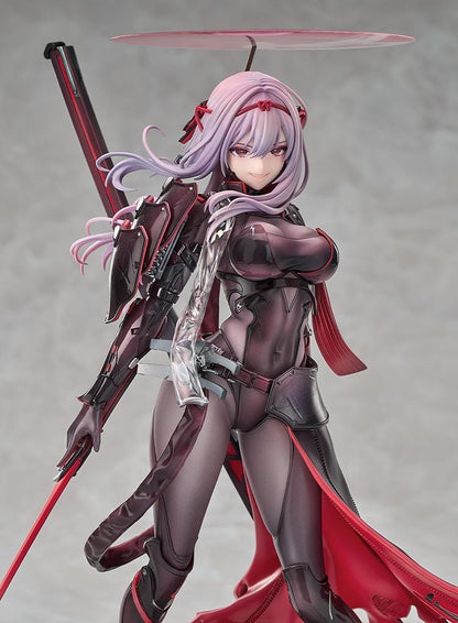 Goddess of Victory: Nikke Scarlet Black Shadow Ver 1/7 scale figure in black and red combat suit holding long blade on rocky base
