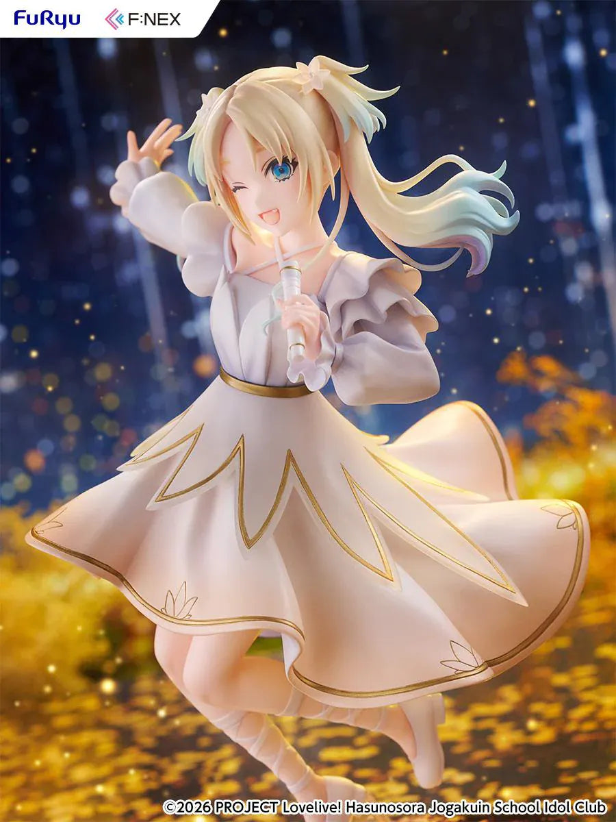 Love Live Hasunosora Girls' High School Idol Club Rurino Osawa 1/7 Scale Figure in white idol dress holding a microphone