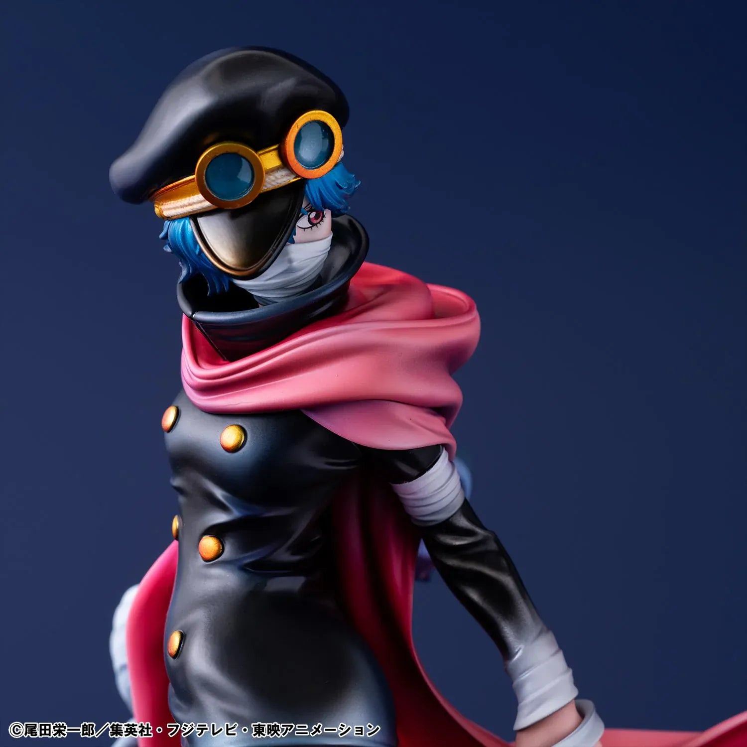 One Piece Portrait Of Pirates Elevated Boost Saint Gunko Figure with black outfit, red cape, goggles, and weapon