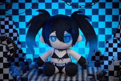 Black Rock Shooter Punipuni Big Plushie featuring a soft chibi-style seated plush design with black twin tails, blue eyes, and dark character-inspired outfit details.