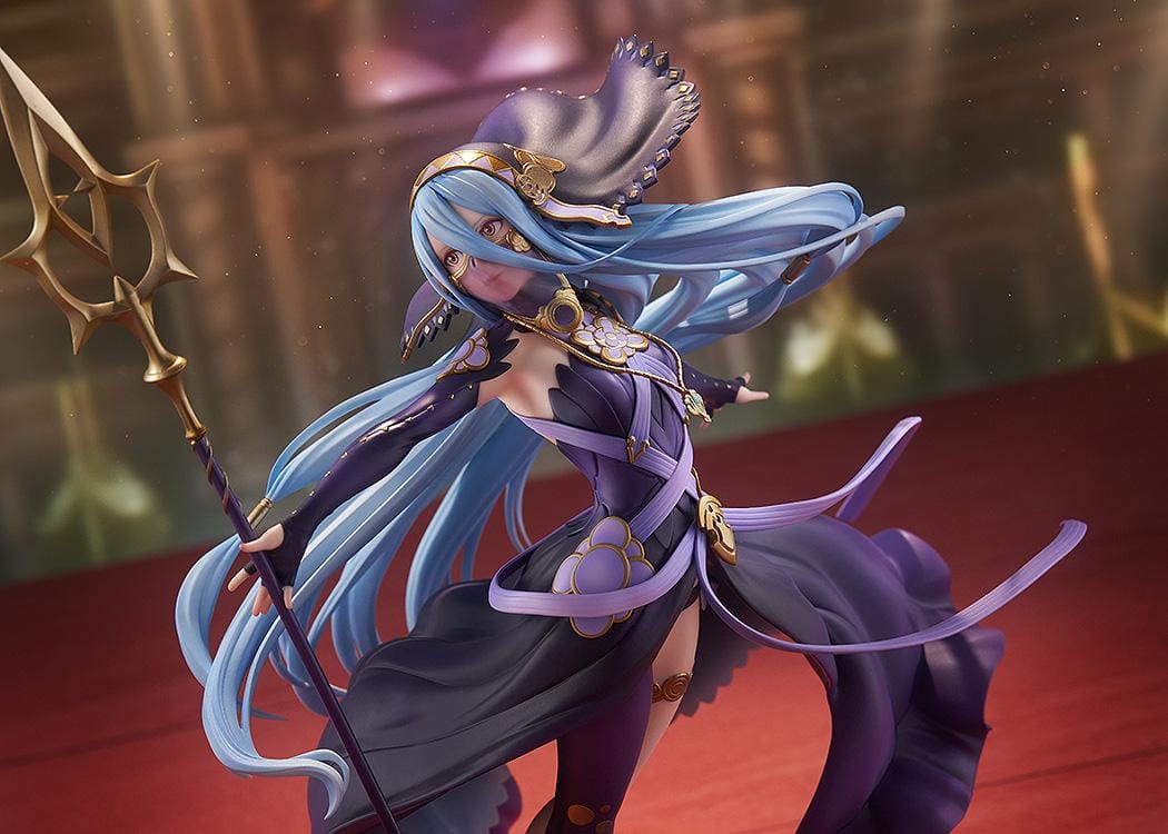 Fire Emblem Azura Dark Songstress 1/7 scale figure with flowing blue hair and ornate staff on water base