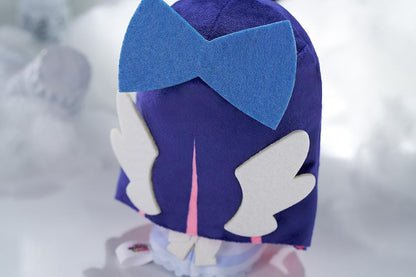 New PANTY & STOCKING with GARTERBELT Stocking Punipuni Plushie with purple hair, blue eyes, heart details, and seated chibi plush design
