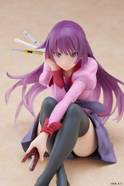 Hitagi Senjougahara Desktop Cute reissue figure from Monogatari Series sitting with stationery accessories