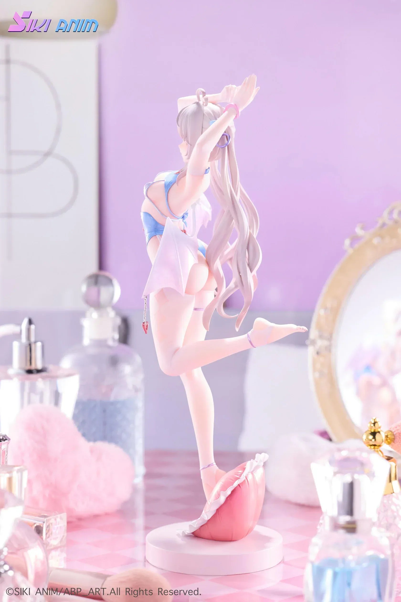 AbP_Art Illustration Sayume 1/6 scale figure with pastel blue outfit, small wings, long silver hair, and heart-shaped display base