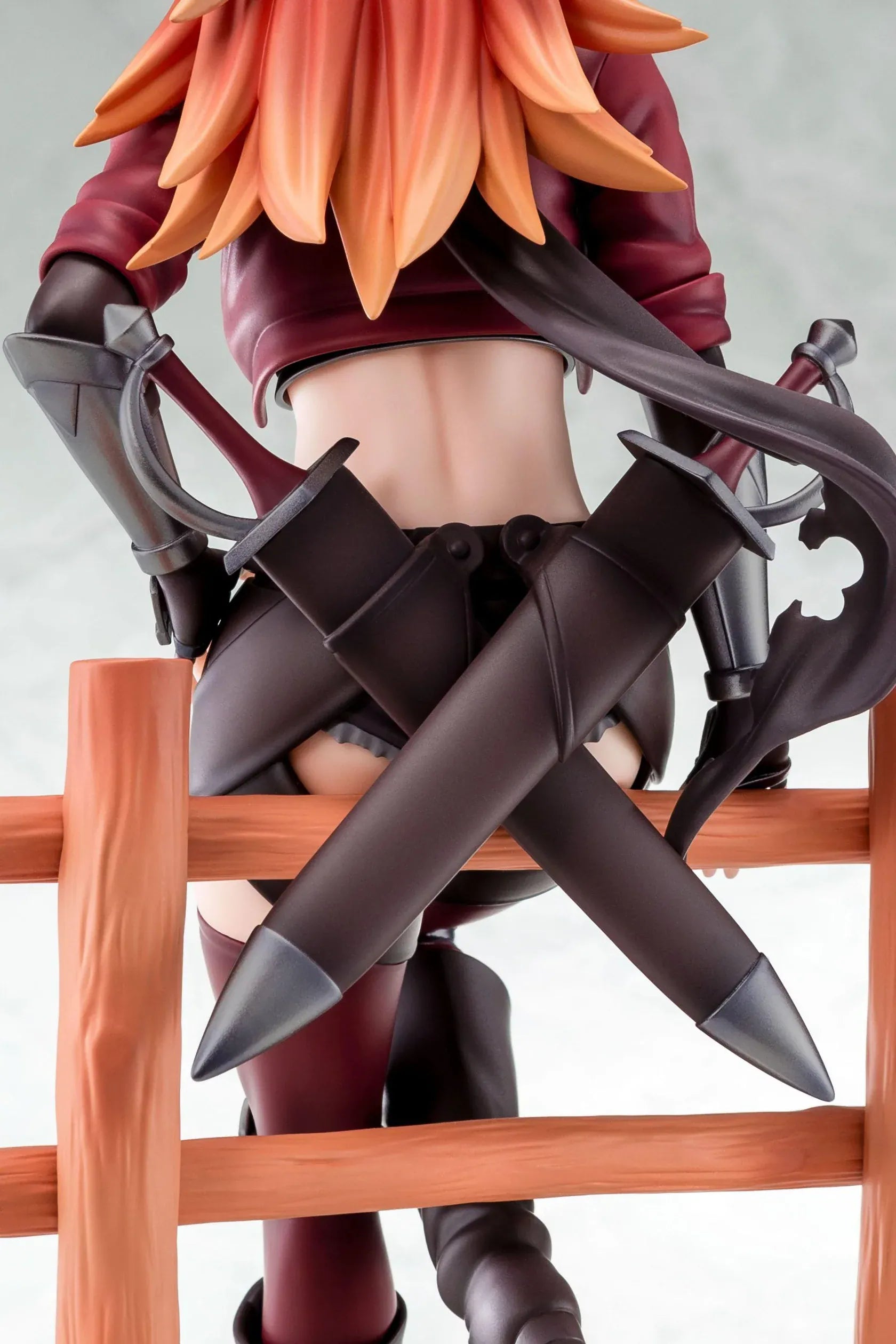 From Old Country Bumpkin to Master Swordsman Surena Lysandra 1/6 scale figure sitting on a wooden fence with detailed fantasy armor
