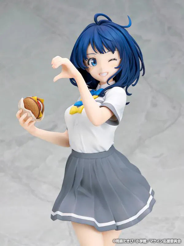 Too Many Losing Heroines Anna Yanami 1/7 Scale Figure featuring Anna with short blue hair, school uniform, snack accessory, and playful peace-sign pose.