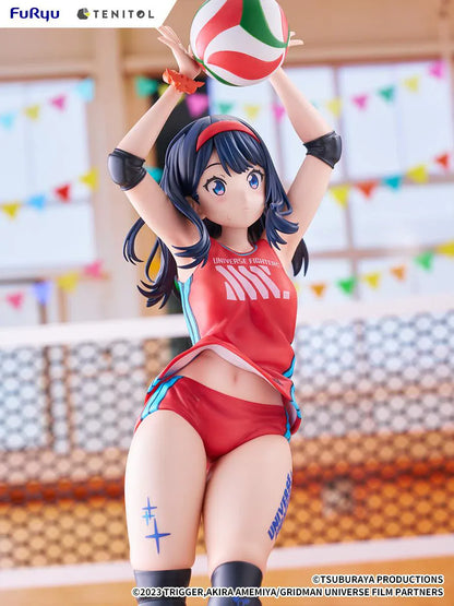 Gridman Universe Tenitol Tall Rikka Takarada Sportswear Ver. Figure in red volleyball sportswear holding a volleyball