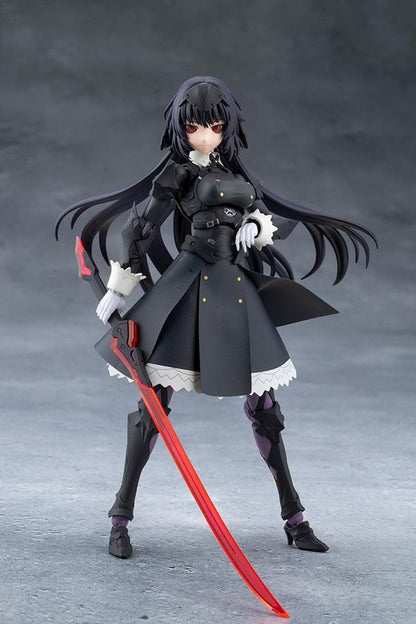 Megalomaria Unlimited Universe Maria Kagaribi Dress Code model kit wearing a gothic black dress and holding a red-bladed sword.