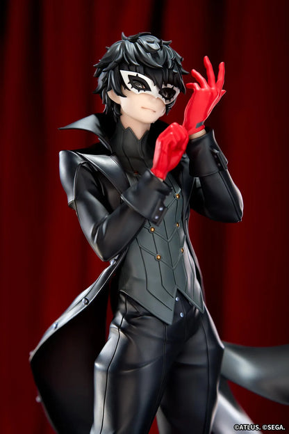 Joker Persona 5 Royal Limepie 1/8 scale figure in black outfit adjusting red glove on red base