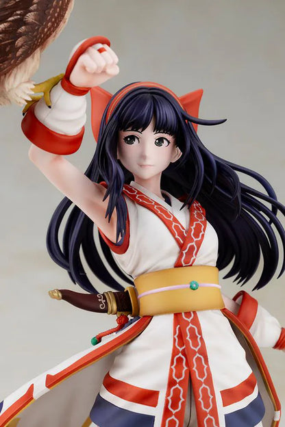 The King of Fighters XV Nakoruru 1/8 Scale Figure featuring Nakoruru in her signature outfit with long dark hair, hawk companion, and themed display base.