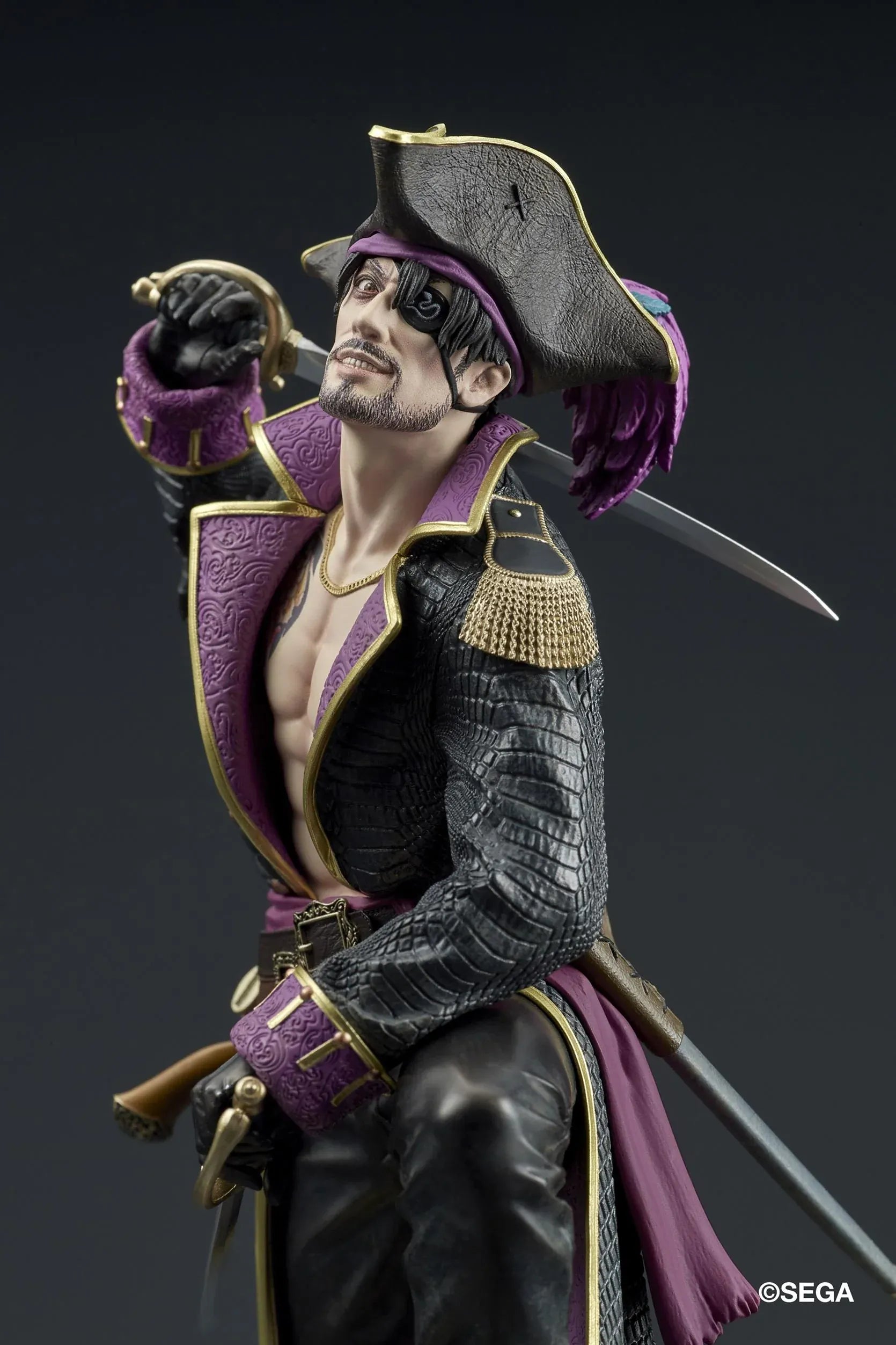 Like a Dragon Pirate Yakuza in Hawaii DIGSTA Captain Goro Majima figure wearing a detailed pirate captain outfit with cutlass