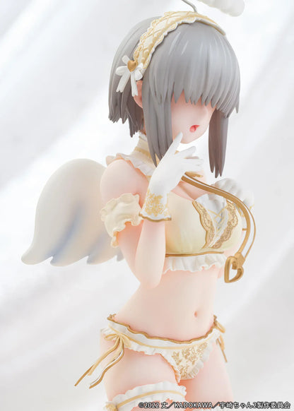 Yanagi Uzaki Angel Ver 1/7 scale figure from Uzaki-chan Wants to Hang Out kneeling with wings and halo on decorative stool