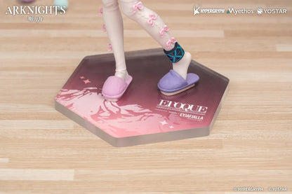 Arknights Gift Plus Eyjafjalla the Hvit Aska One More Story Ver 1/8 Scale Figure wearing a purple plaid skirt, thigh-high socks, pastel accessories, and slippers