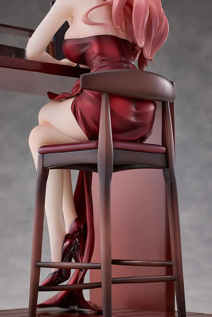Blue Archive Aru Dress Memorial Lobby version 1/7 scale figure seated at bar counter in red dress