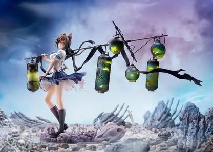 Bakemonogatari Tsubasa Hanekawa 1/7 Scale Figure featuring Tsubasa with cat ears, glasses, flowing hair, lantern display, and supernatural-themed base details.