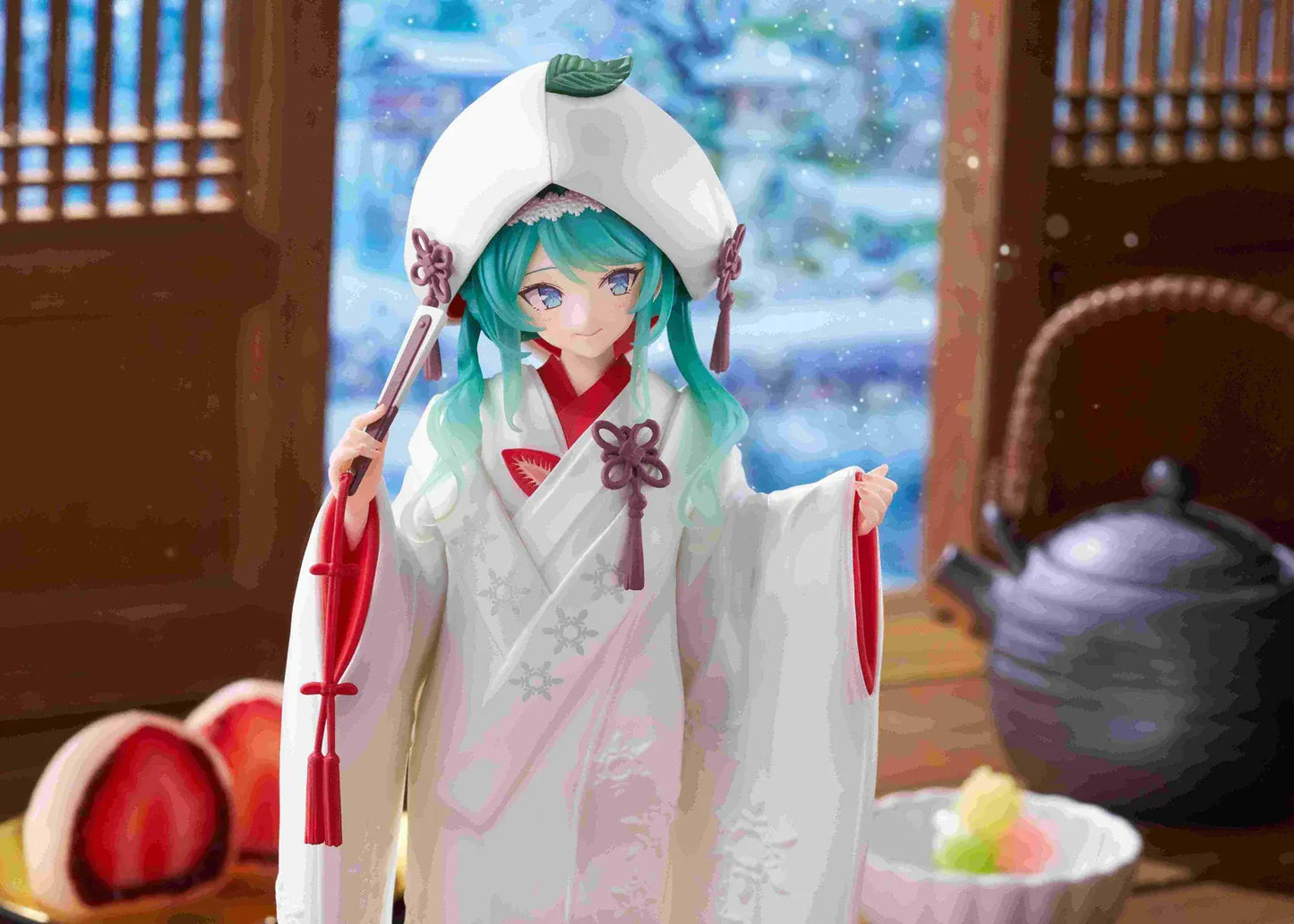 Snow Miku All Stars 2013 Ver. AMP+ Figure featuring Hatsune Miku in an elegant white and red kimono-style outfit