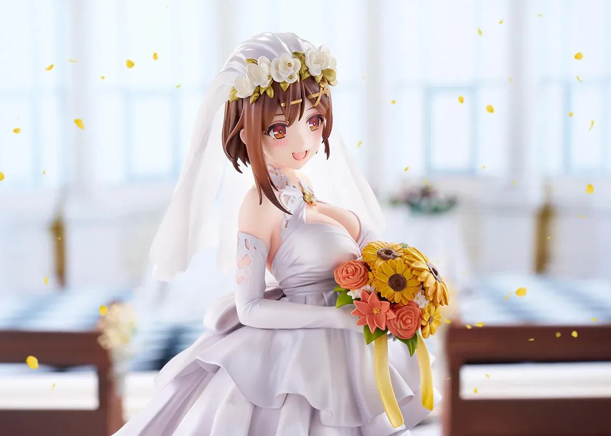Atelier Ryza 3 Ryza Wedding Style 1/7 scale figure wearing a white bridal dress and veil while holding a colorful flower bouquet