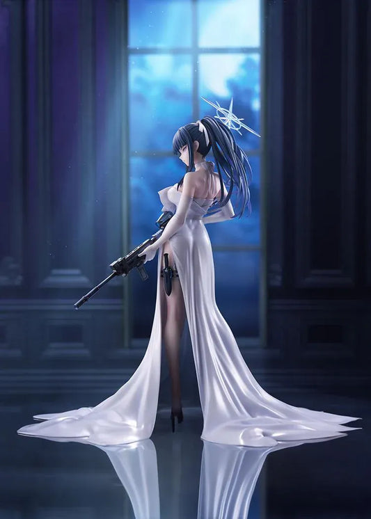 Blue Archive Saori Dress 1/7 scale figure featuring Saori in a flowing white evening gown holding her signature rifle