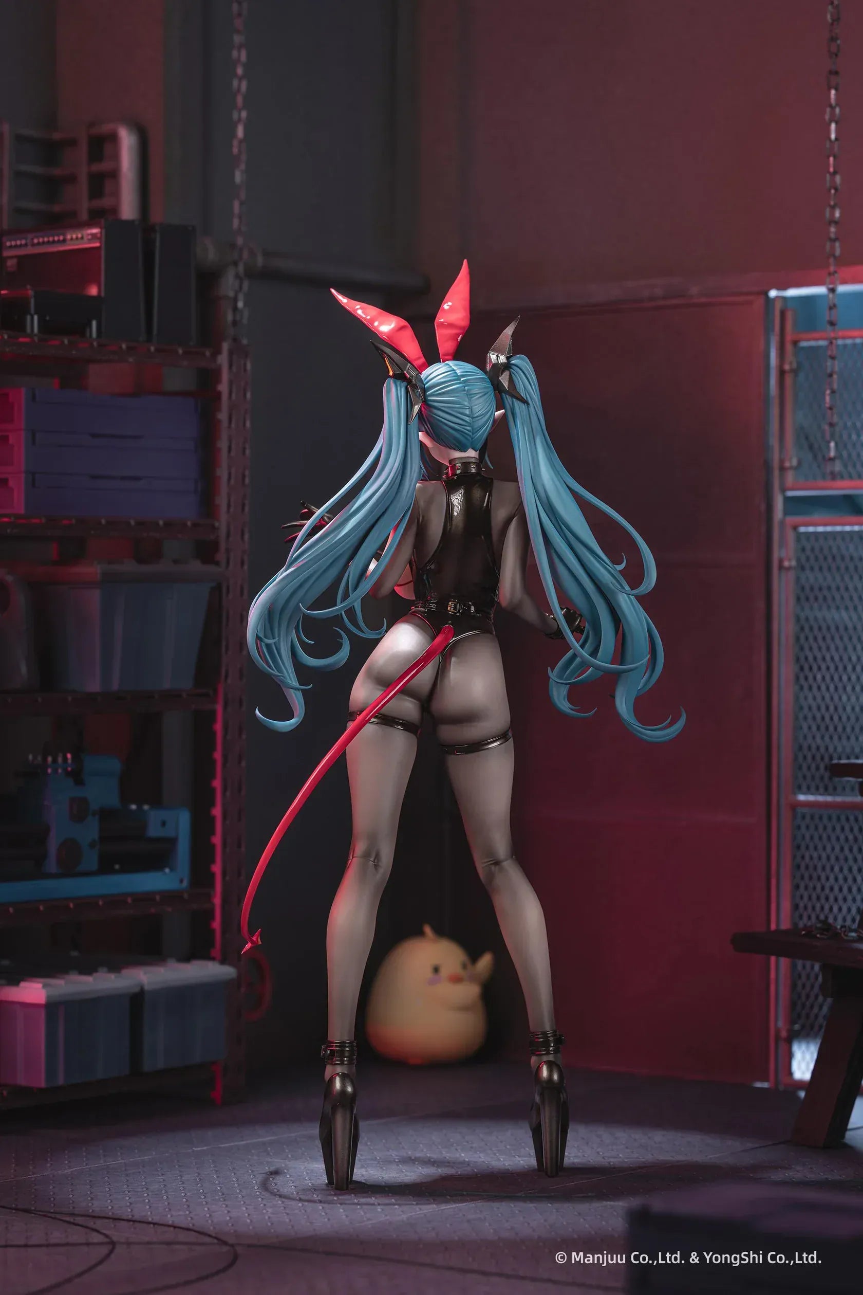 Azur Lane Regensburg The Dark Dragon’s Dungeon 1/6 scale figure with black bodysuit, red accents, and flowing teal twin-tails