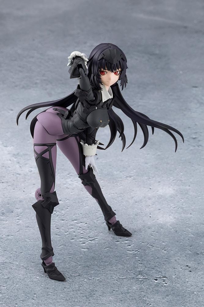 Megalomaria Unlimited Universe Maria Kagaribi Dress Code model kit wearing a gothic black dress and holding a red-bladed sword.