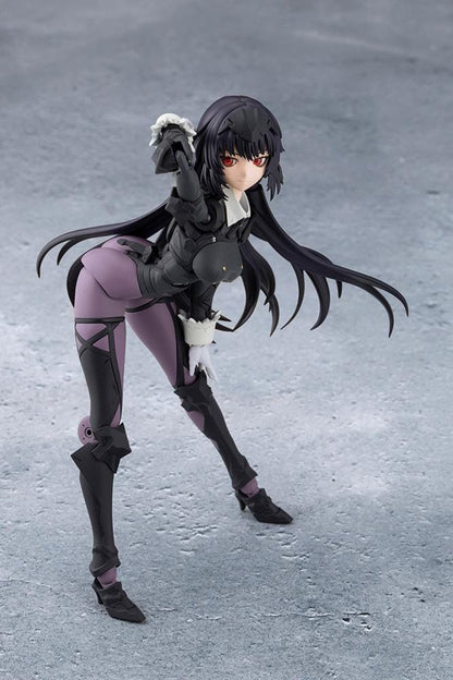 Megalomaria Unlimited Universe Maria Kagaribi Dress Code model kit wearing a gothic black dress and holding a red-bladed sword.