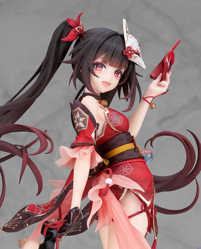 Honkai Star Rail Sparkle 1/7 scale figure in red and black outfit surrounded by translucent water effects and colorful goldfish