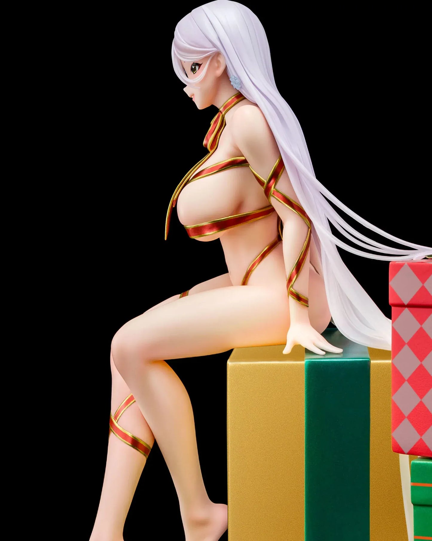 Mariya illustration by Masami Chie 1/6 scale figure sitting on stacked gift boxes wrapped in metallic ribbon on round base