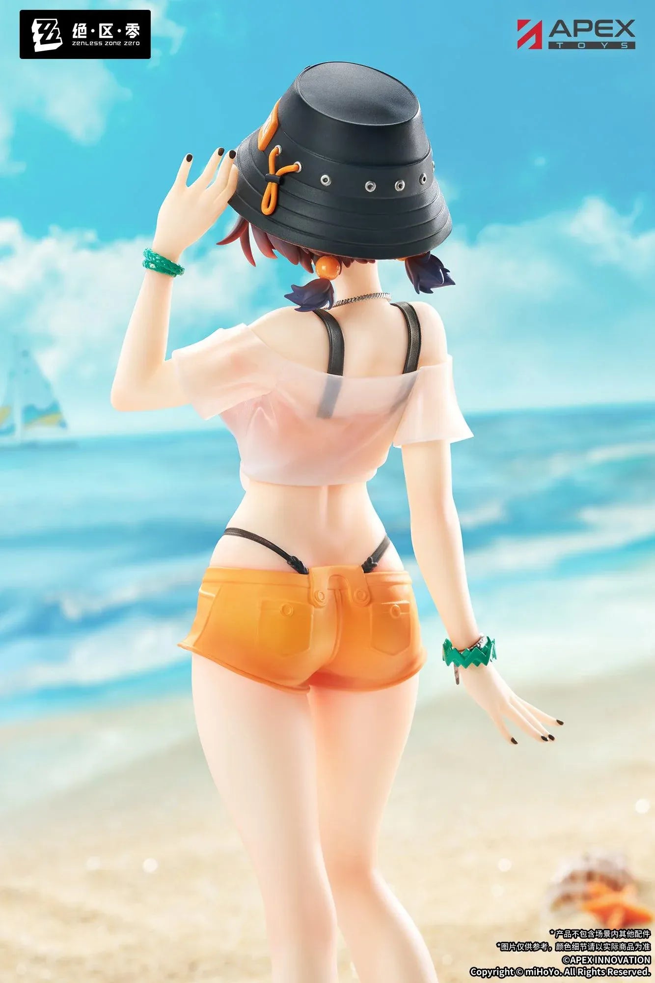 Zenless Zone Zero Limepie Belle Summer Skies 1/8 scale figure featuring Belle in a summer outfit with a bucket hat and orange shorts