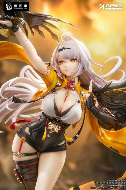 Zenless Zone Zero Yixuan Lonely Wayfarer Beyond 1/7 scale figure featuring Yixuan with a black bird companion, flowing cloak, and dynamic golden talisman effects
