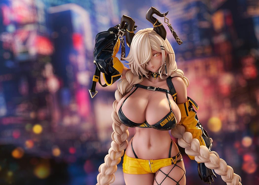 Azur Lane Owari Anime Expo 2024 Ver. 1/7 Scale Figure in black and yellow outfit with long braids and detailed base