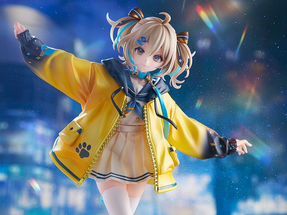 WeatherPlanet Appare Hinata 1/7 scale figure featuring Hinata in an oversized yellow jacket and dynamic balancing pose
