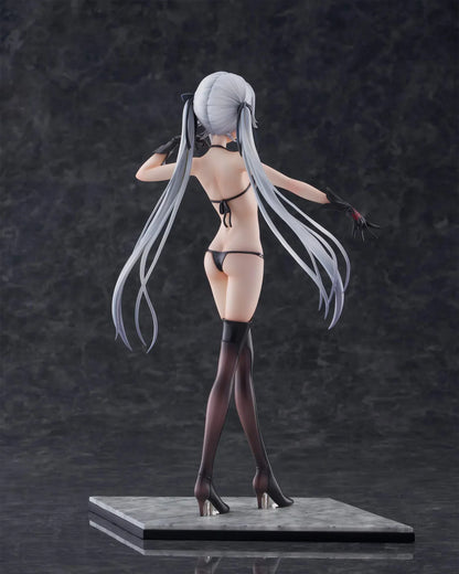 Kirie Kagarino 1/6 scale figure from Bishoujo Mangekyou featuring flowing red cape, black outfit, and silver hair on display base