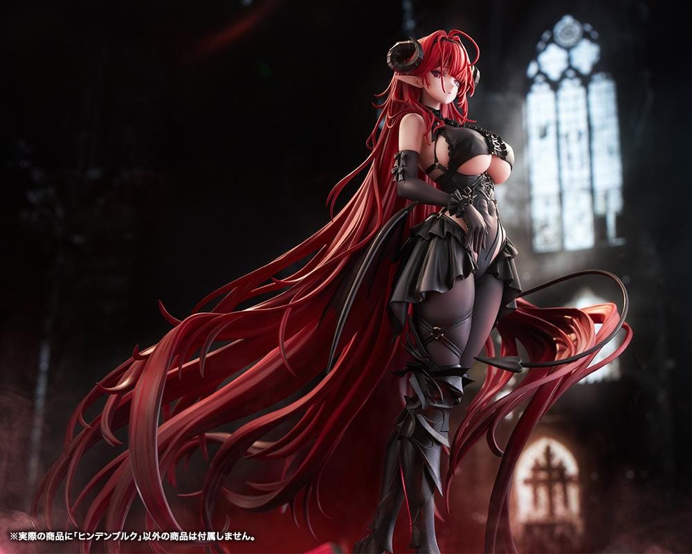 Azur Lane Hindenburg 1/7 Scale Figure with long red hair, dark outfit, horn-like accessories, armor-inspired details, and dramatic standing pose